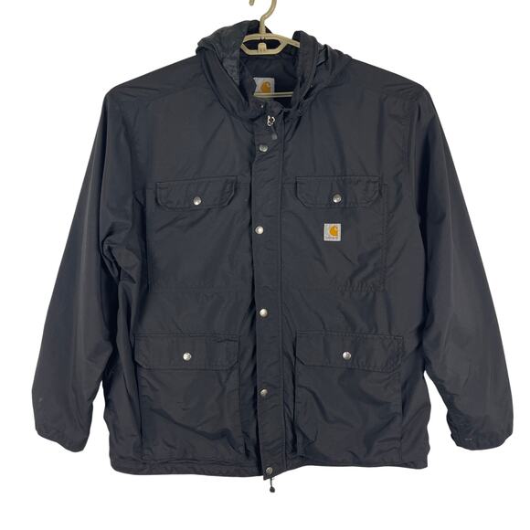 Carhartt Rain Defender Black Hooded Jacket Utility Coat Men's 2XL 103126 001 - Picture 1 of 14